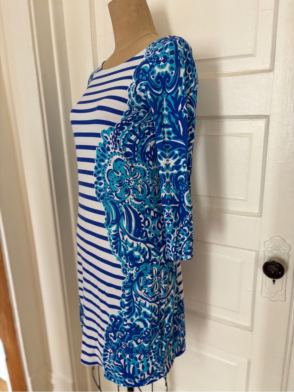 Lilly Pulitzer Blue, Turquoise & White Striped Sheath Dress - Picture 5 of 6